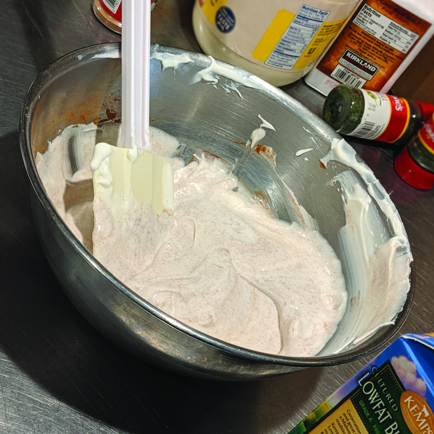 mixing bowl of yogurt